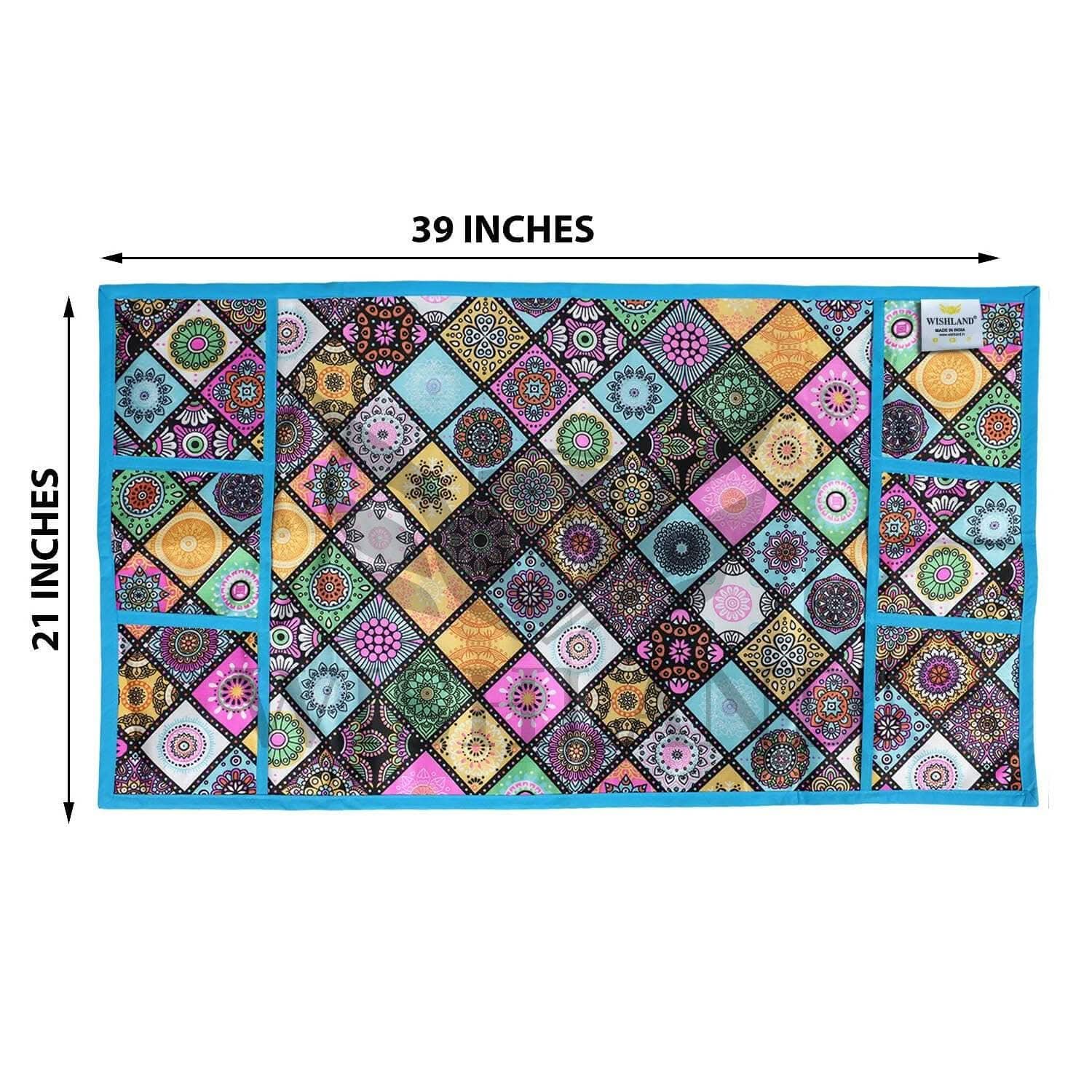 WISHLAND® Combo Pack of Fridge Top Cover with 6 Utility Pockets and Fridge Handle Cover(Size : 39X21 & 12X6 Inches, Set of 2 Pc)