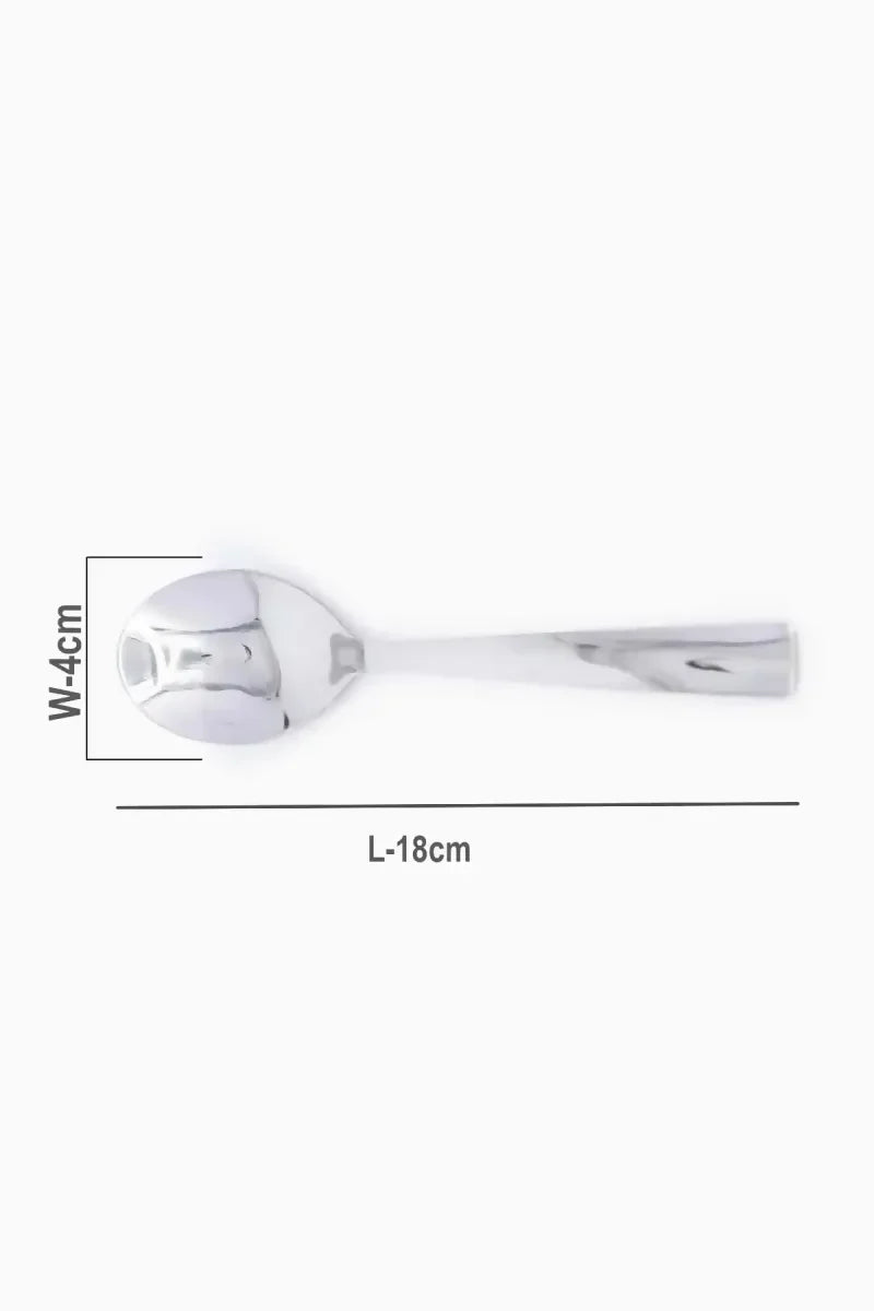 Prabha - Stainless Steel Petal Plain Dessert Spoon Set - 18cm