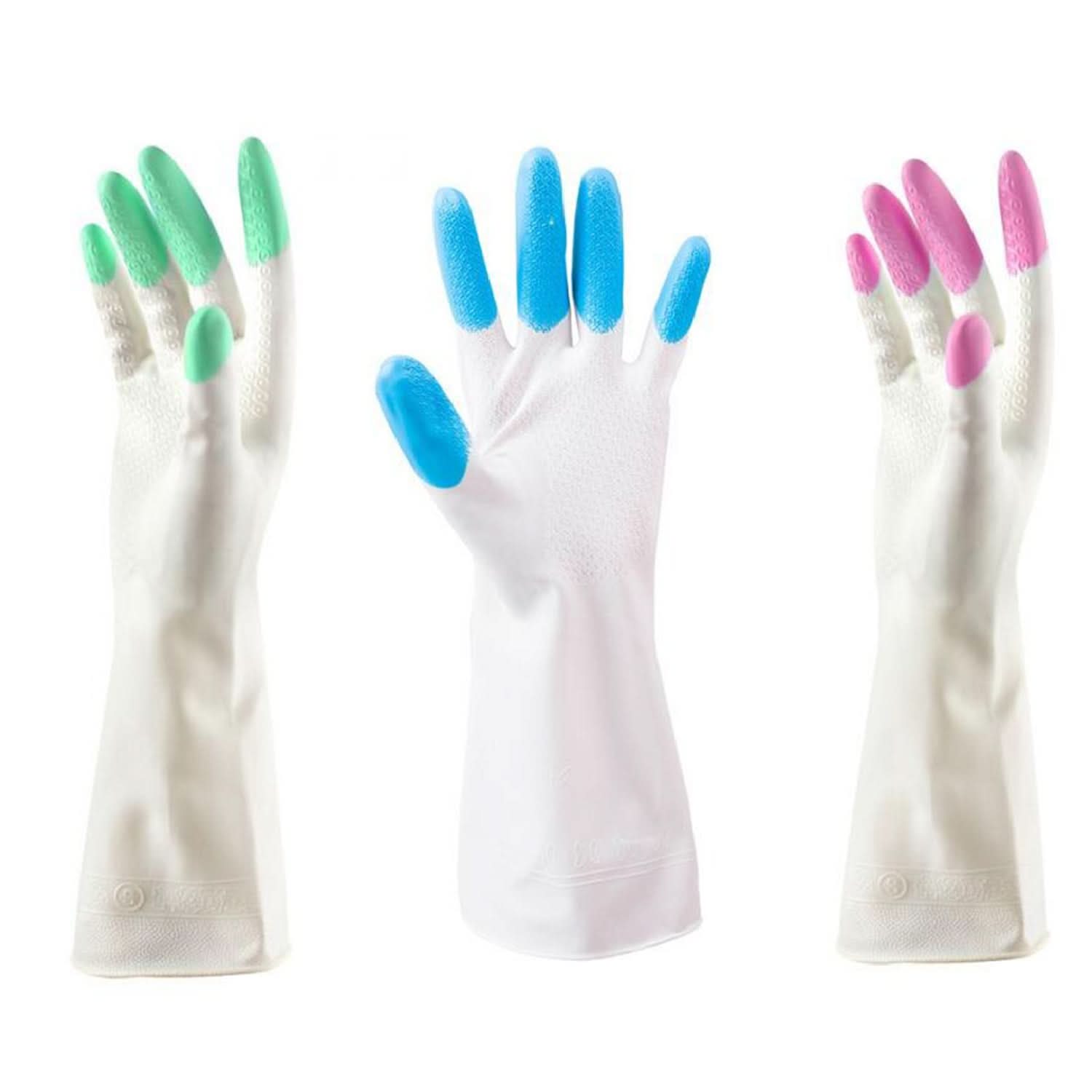 Reusable PVC Rubber Latex Cleaning Gloves – Flock Lined Elbow-Length Hand Gloves (1 Pair)