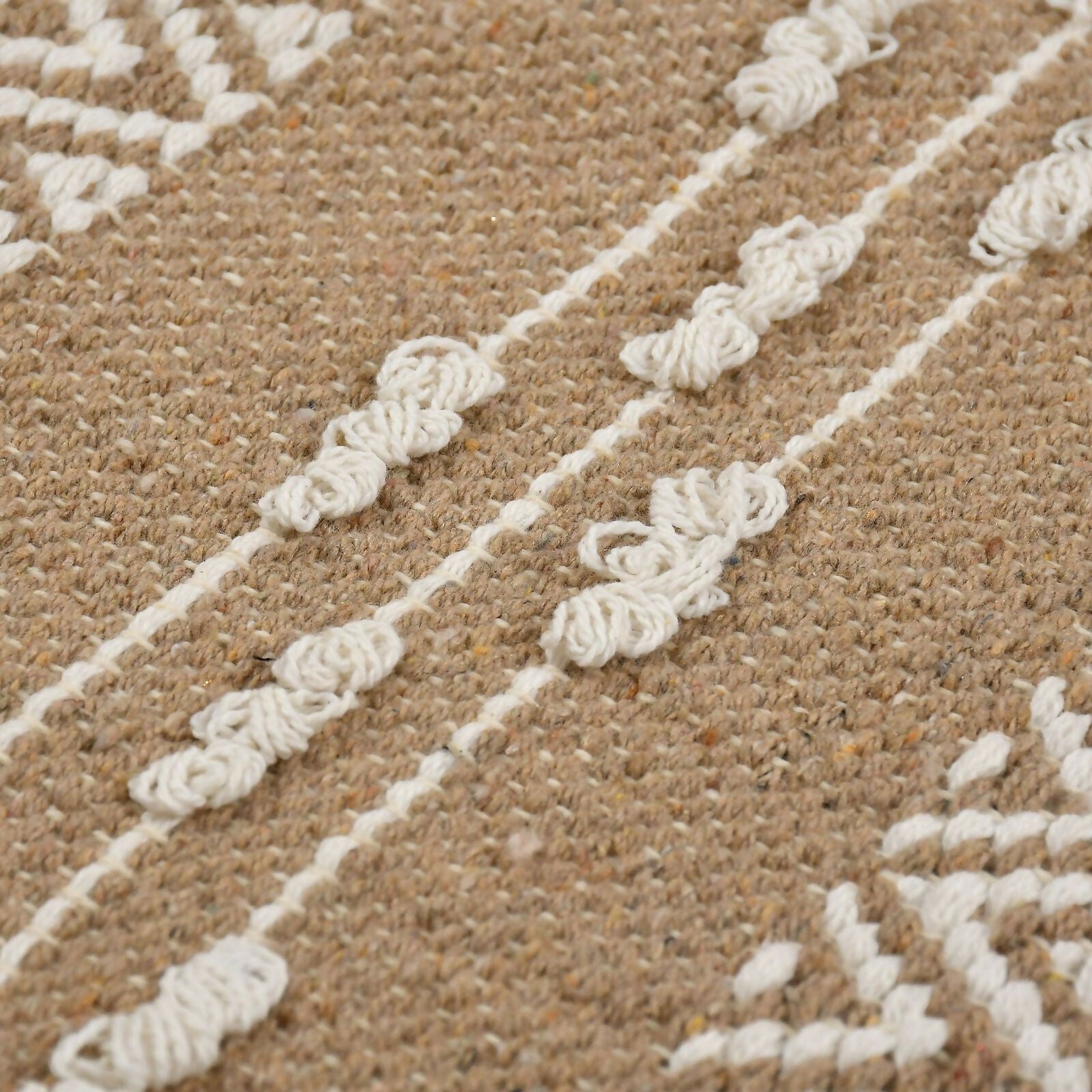 AaHo Anti-Slip Cotton Bedside Runner Striped Rug for Bedroom & Living Room (light brown)