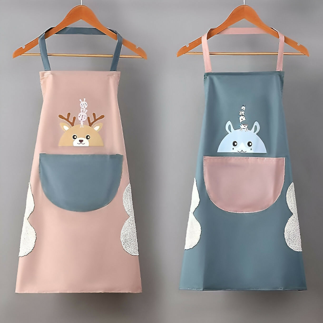 HOMEGLARE Deer With Pockets and Hand-Wiping Apron (Random Colour,Single Pc)