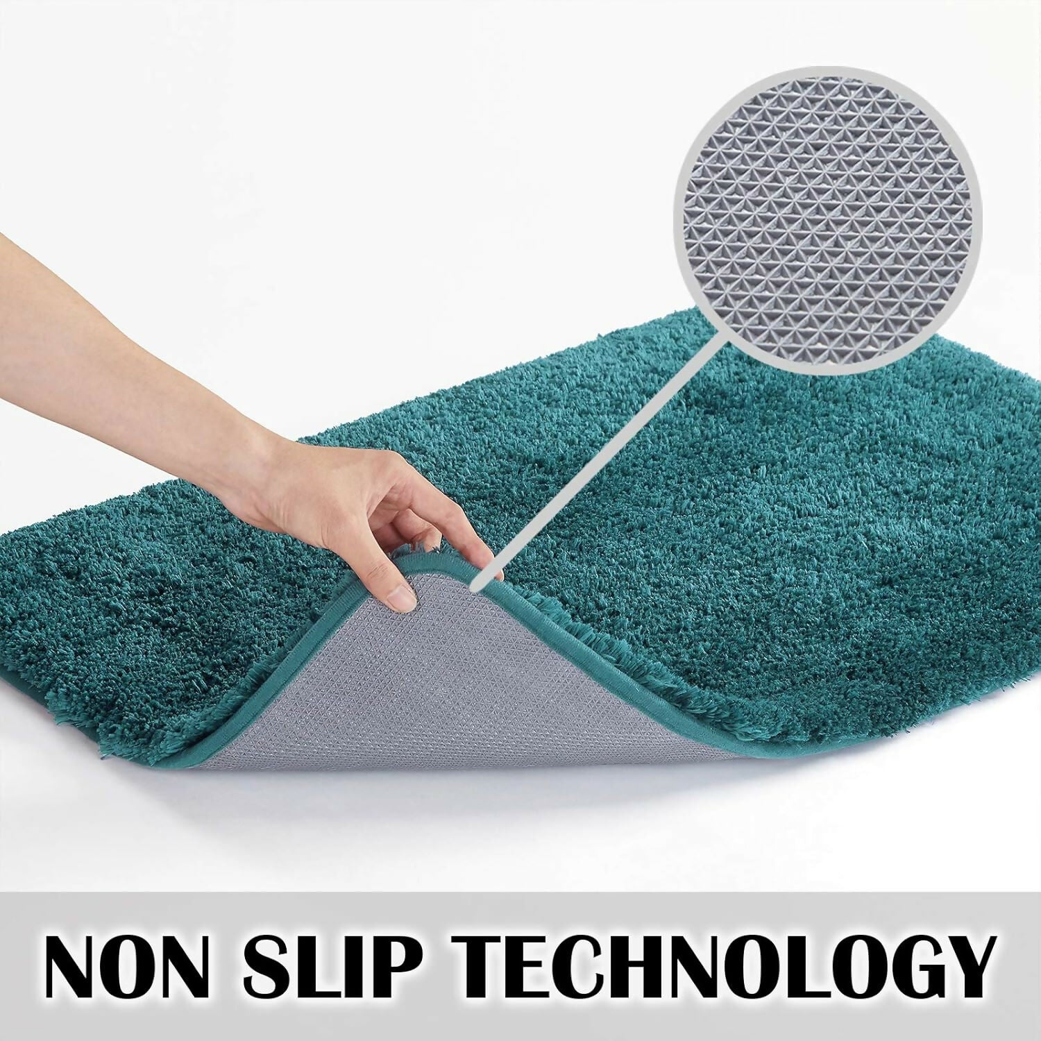 AaHo Water Absorbent Floor Mat Anti-Slip Microfiber Rug for Bathroom & More (Teal)