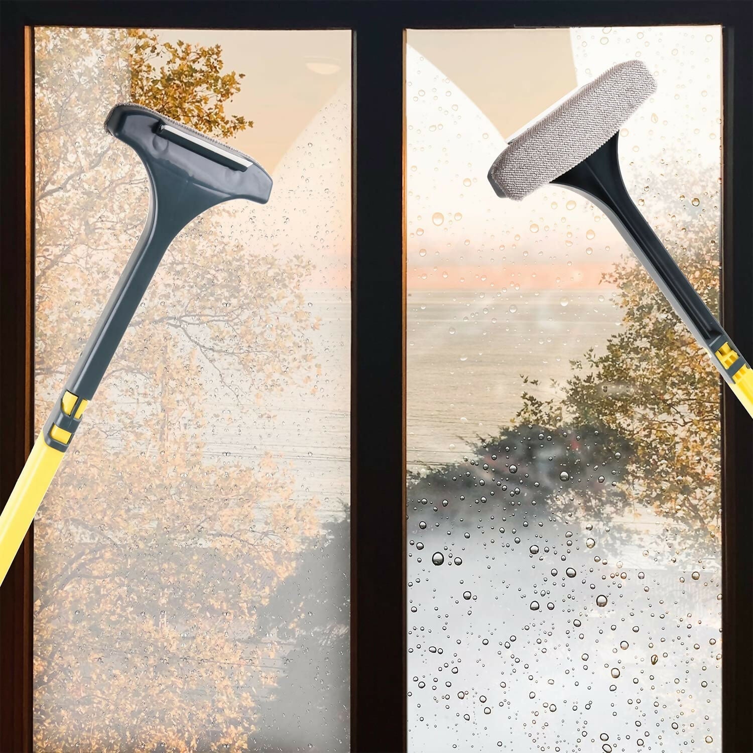 2-in-1 Mesh Cleaning Brush with Detachable Handle Glass & Window Cleaning Wiper