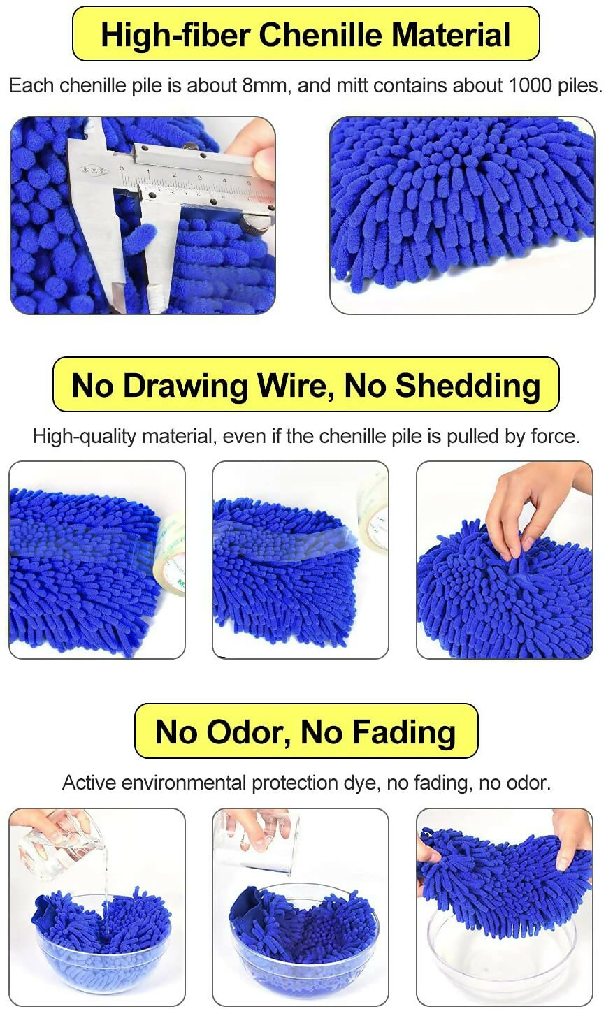 Microfiber Double Sided Dusting Cleaning Gloves Car (Random Color) Pack of 1