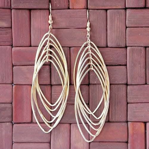 Trendy Gold Plated Big Multiple Hoops in One Long Earring