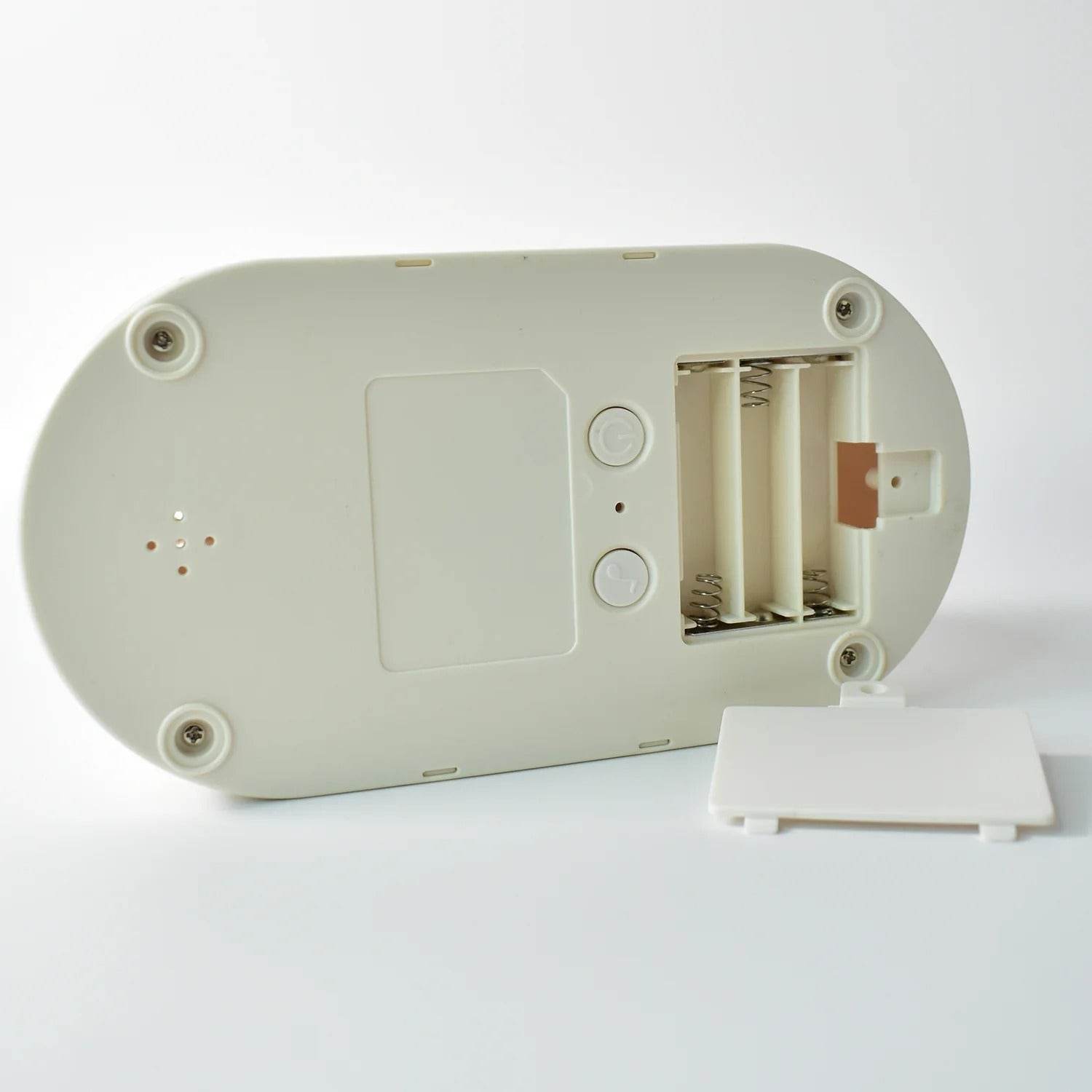 Back view of Bachat Club LED rainbow projector night light showing battery compartment and control buttons