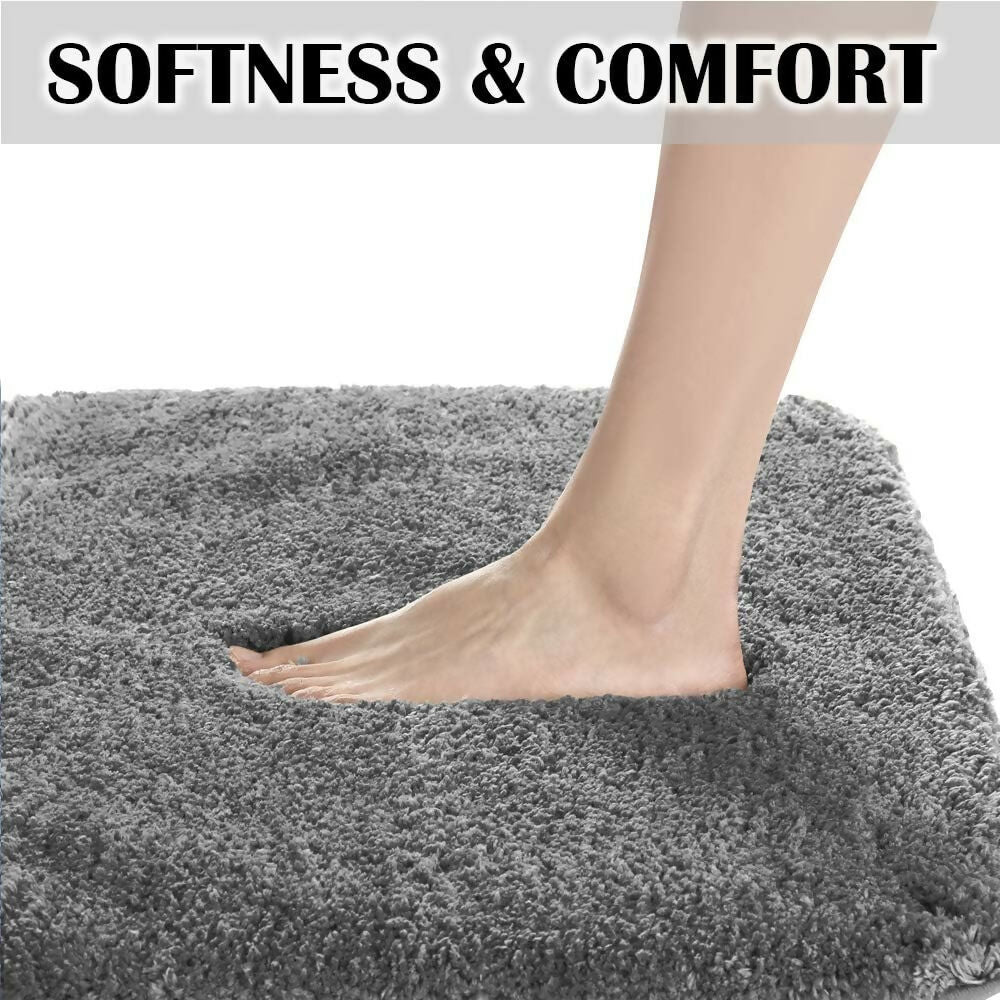 Aaho Decor Non-Slip Bath Mat Shag Rug for Bathroom Floor (Grey)