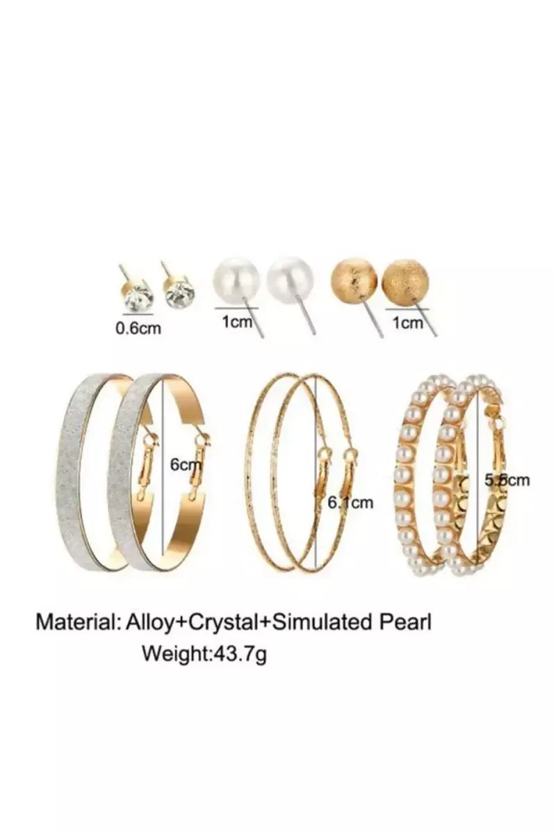 YouBella- Set of 6 Gold Plated Hoop and Stud Earrings for Girls & Women(Gold,6)