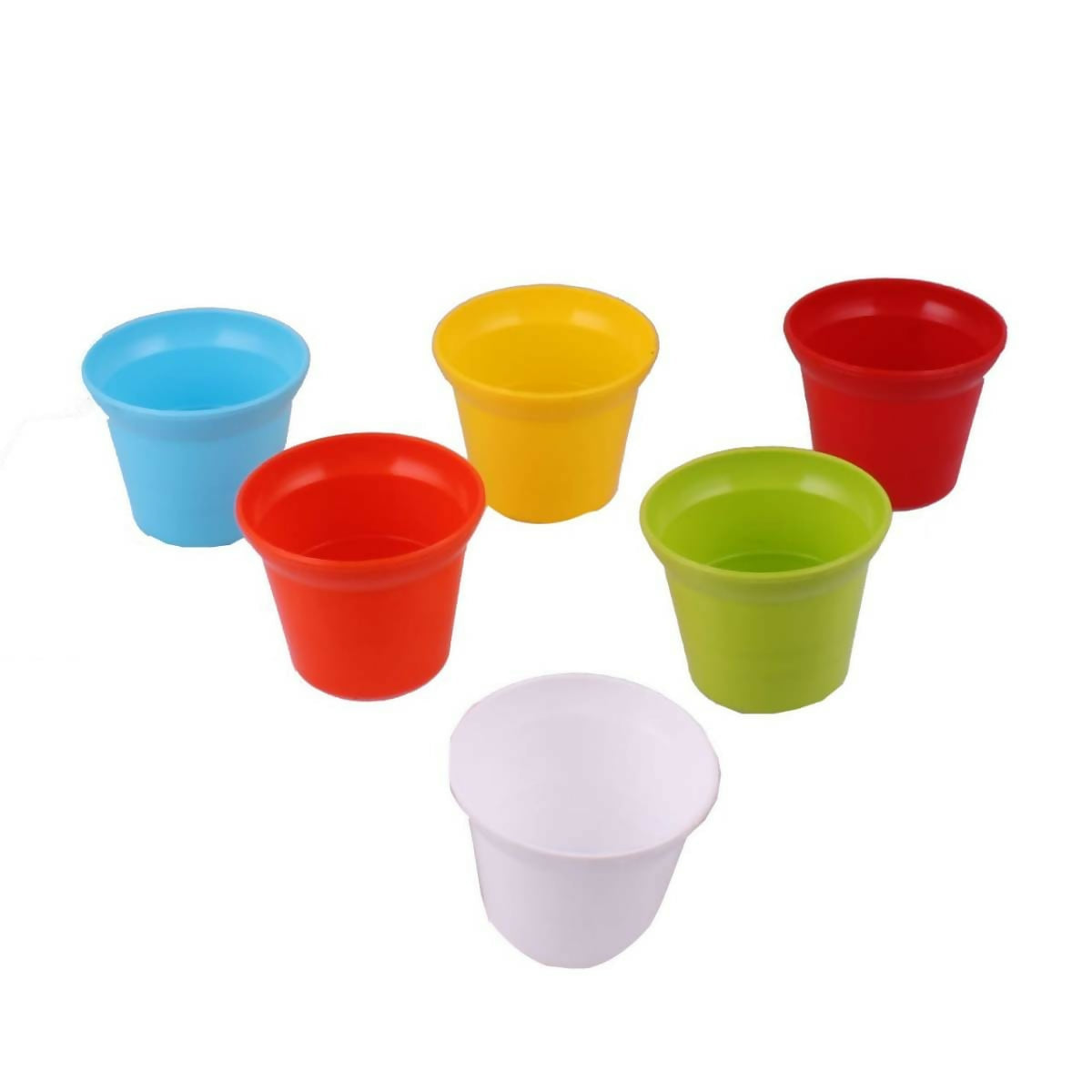 Mini Desktop Flower Pots (3 Inches, Plastic, Mix Color, 6 PCS)