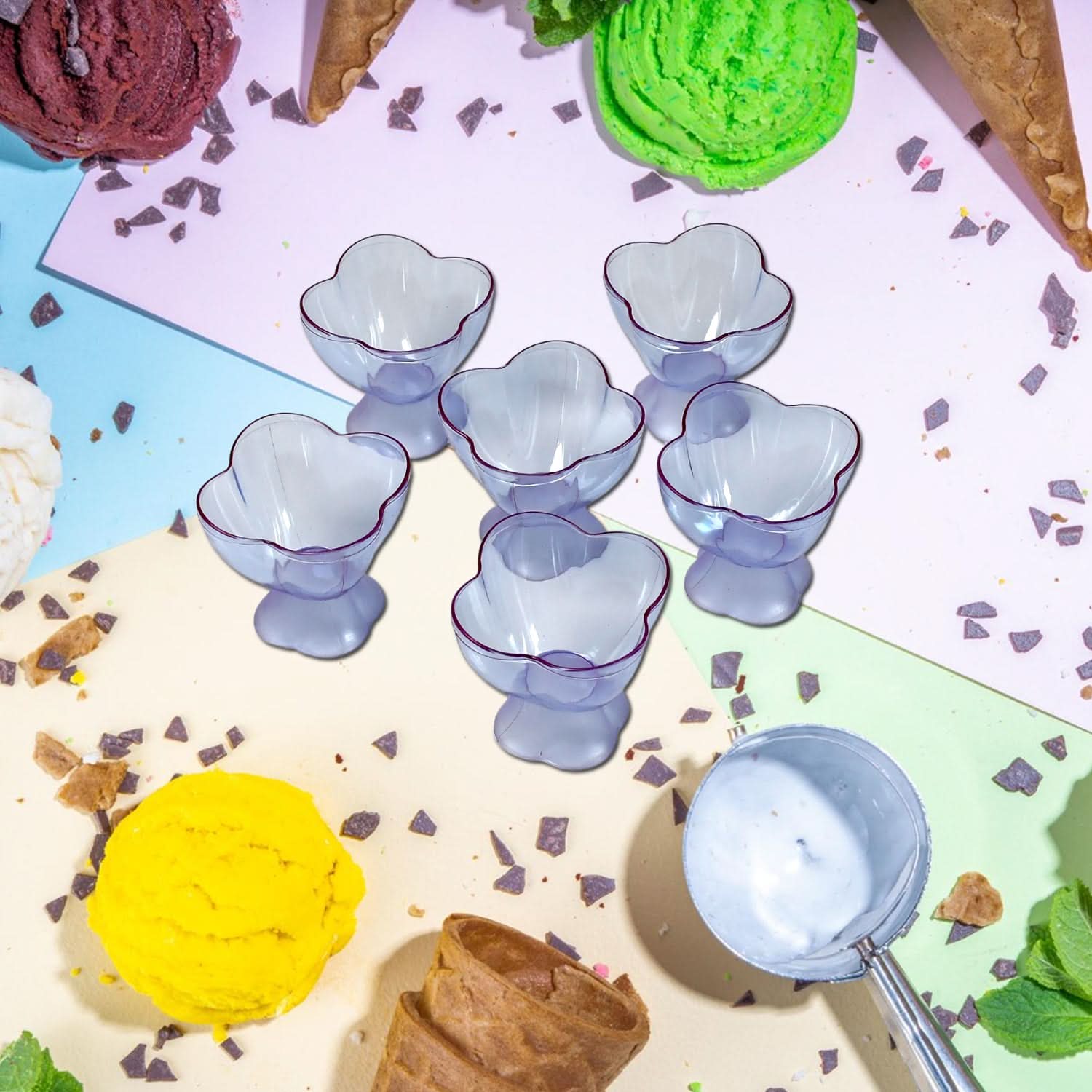 Plastic Dessert & Ice Cream Bowls Set – 6pcs