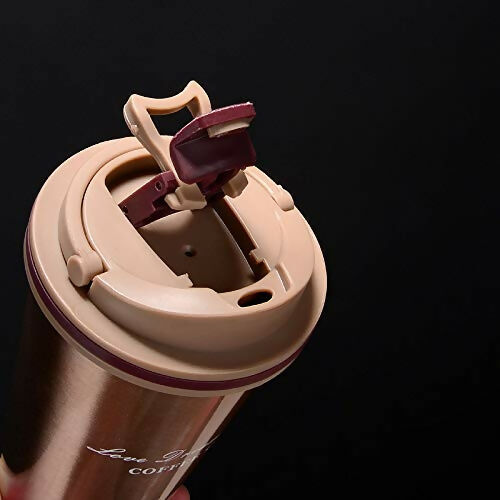 P-Plus International Coffee Tumbler (Gold, Insulated, Spill-Proof)