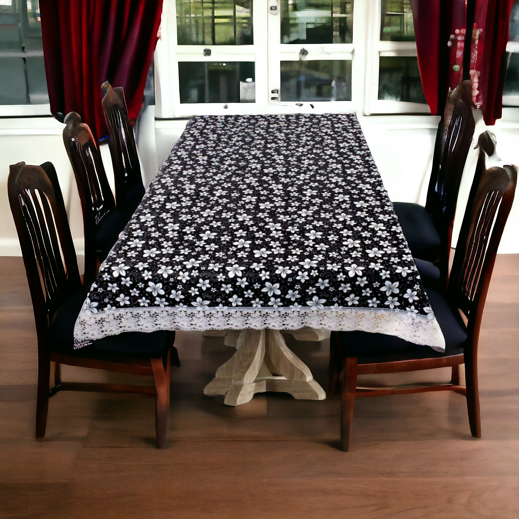 Stylish Black Mini Embroidered Table Covers– Small & Large (40x60 & 60x90) Inches