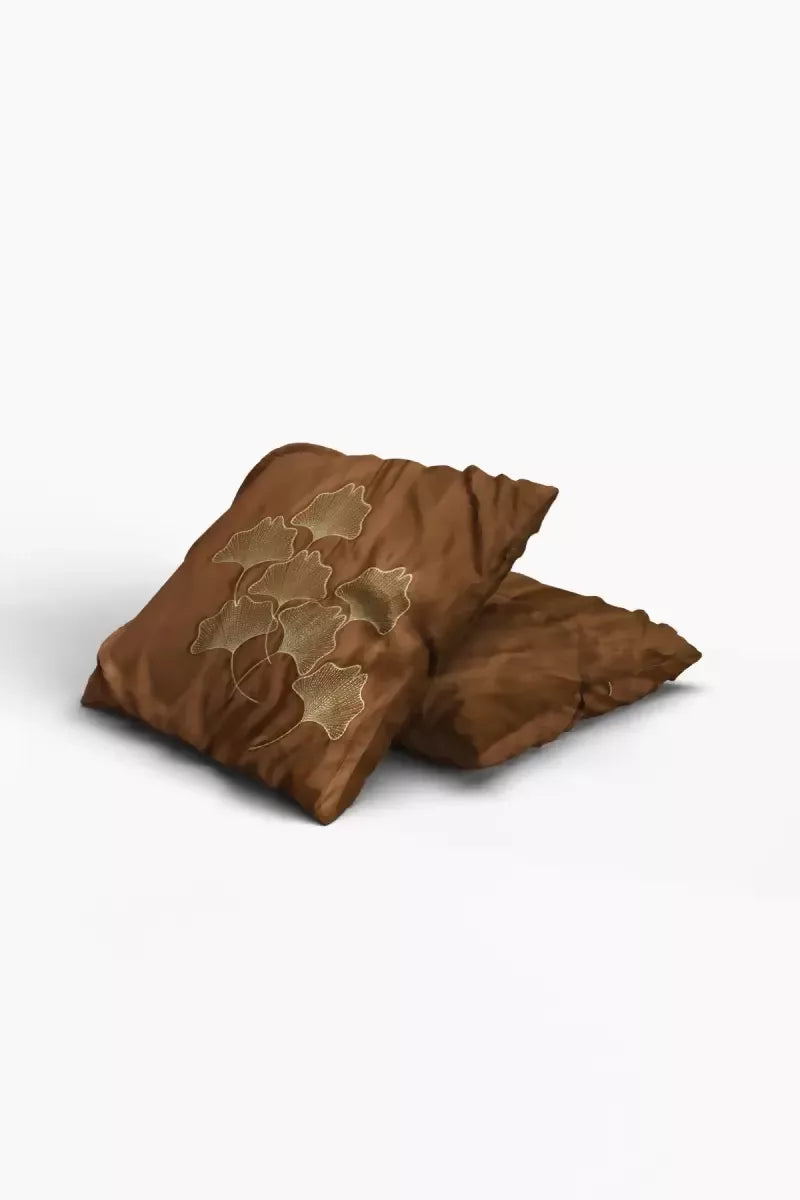 Polyester Floral Printed Cushion Cover - 1 Pc (Coffee color)