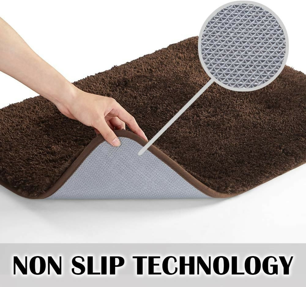 AaHo Microfiber Bath Rug Absorbent, Anti-Skid & Washable (Brown)