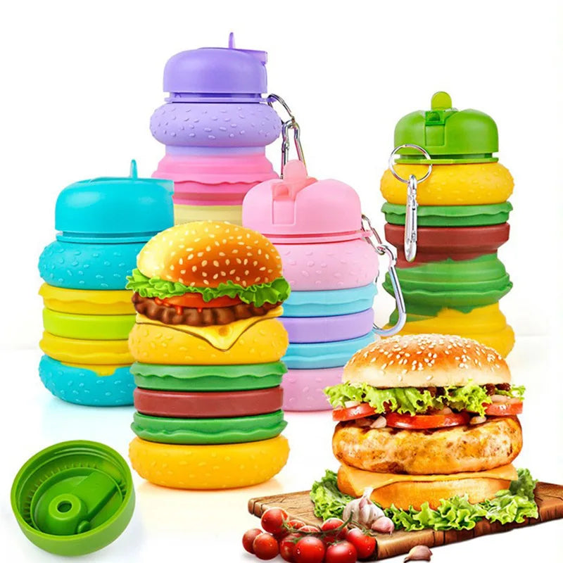 Silicon Burger Collapsible Water Bottle -600ml