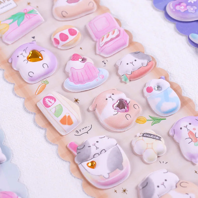 Kawaii 3D Animal Pestle Sticker Sheet