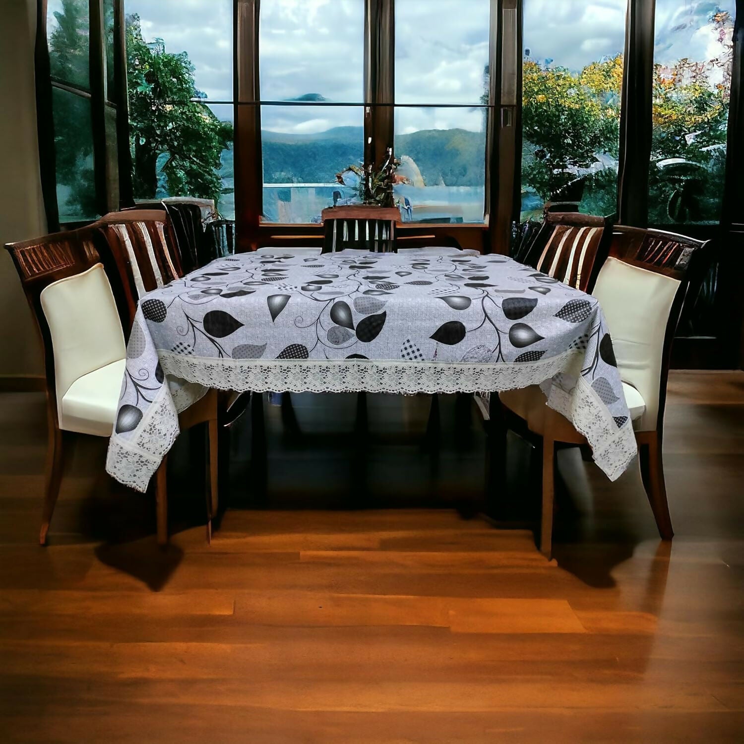 Mopak Decor 3D Printed Table Cover with Lace – Medium (40x60) for 4-Seater & Large (60x90) for 6-Seater – Rectangular Dining and Centre Table Cloth