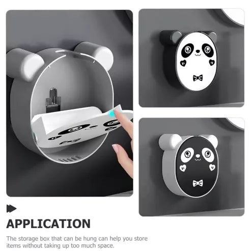Plastic Cute Panda Soap Box Wall Mounted Flip-top Drain Soap Case (1 Pcs)