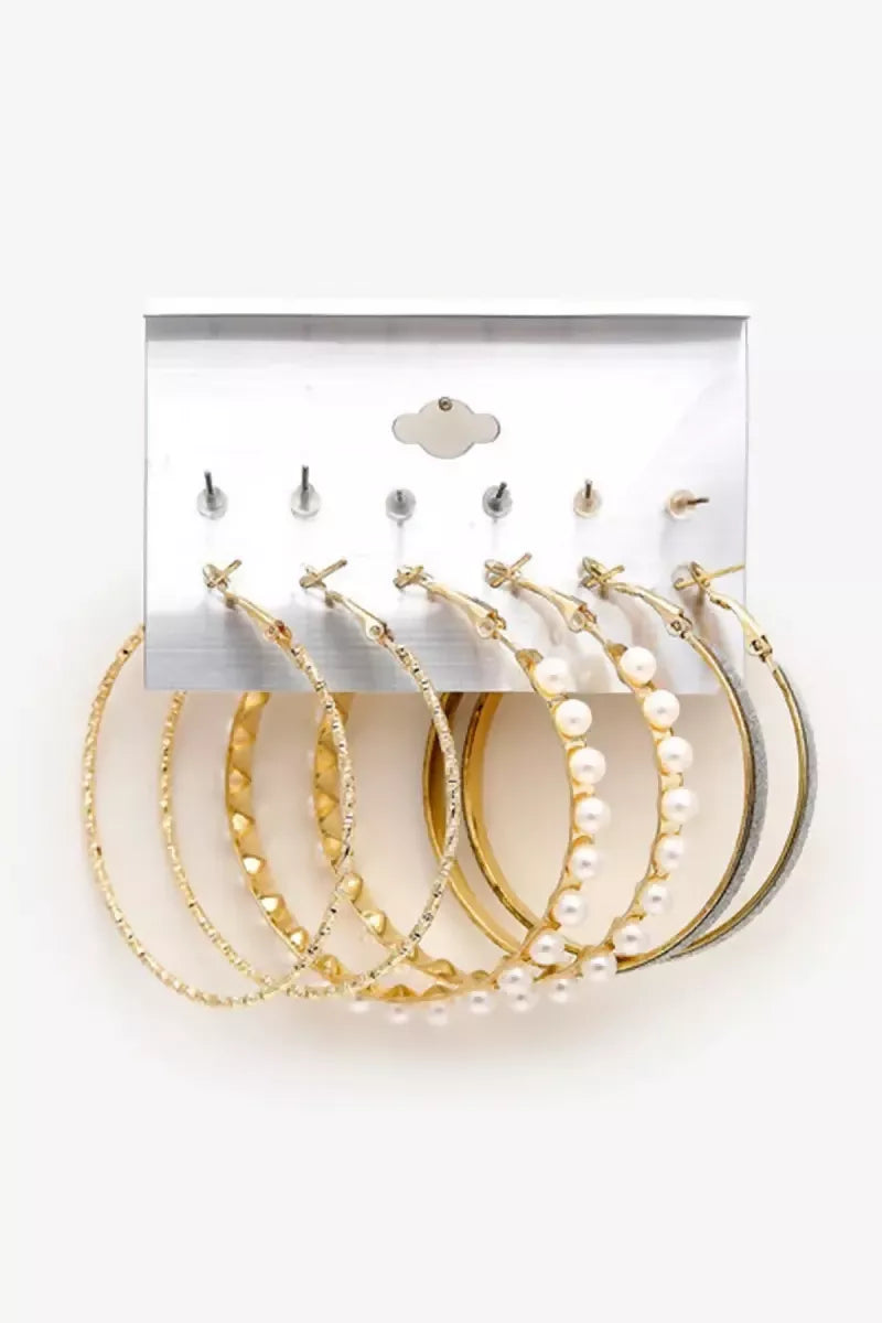 YouBella- Set of 6 Gold Plated Hoop and Stud Earrings for Girls & Women(Gold,6)