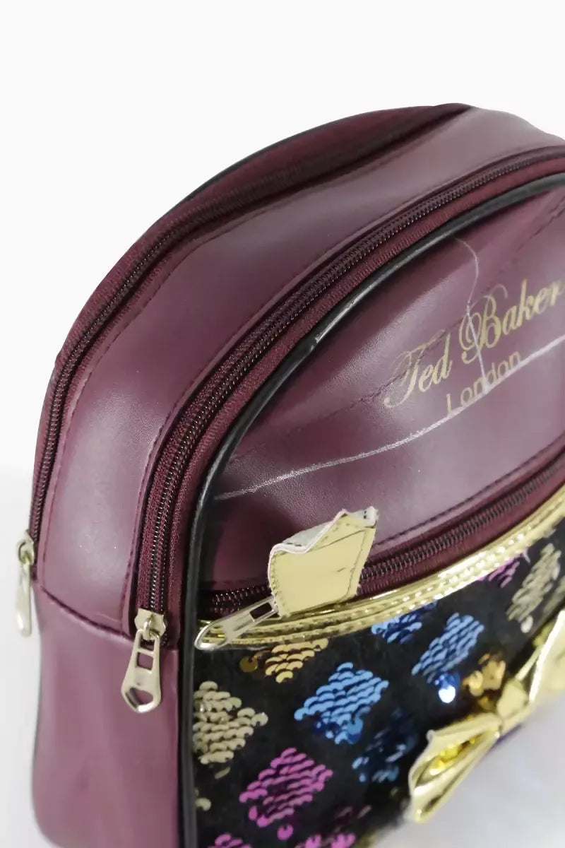 Girl's Sequin Mini Shoulder Backpack - Wine