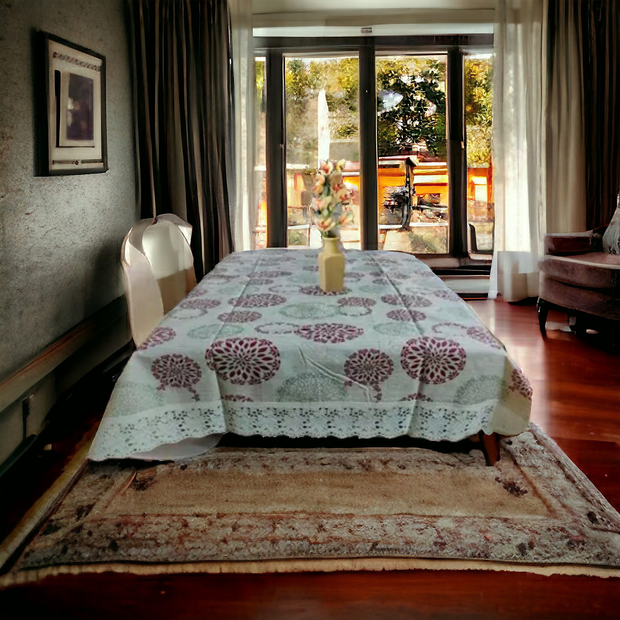 Classic Brown Green 3D Table Covers – Small & Large (40x60 & 60x90) Inches