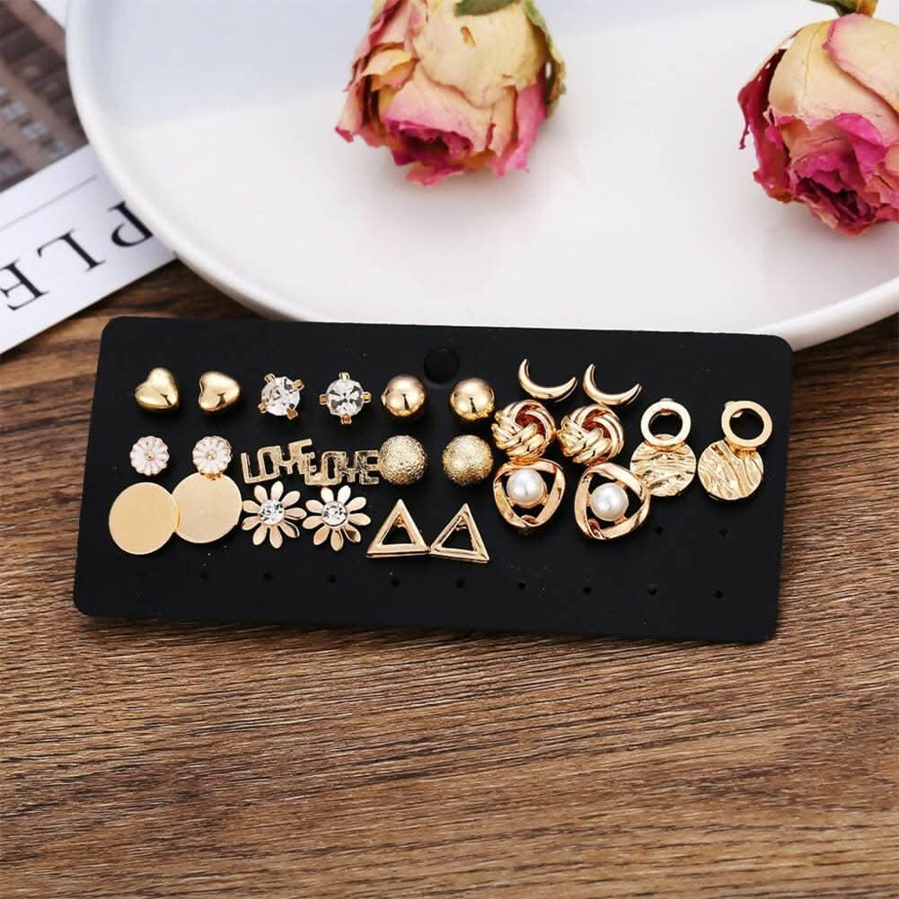 Pinapes Fashion Metal Earrings Set of 14-Pair Combo for Women and Girls