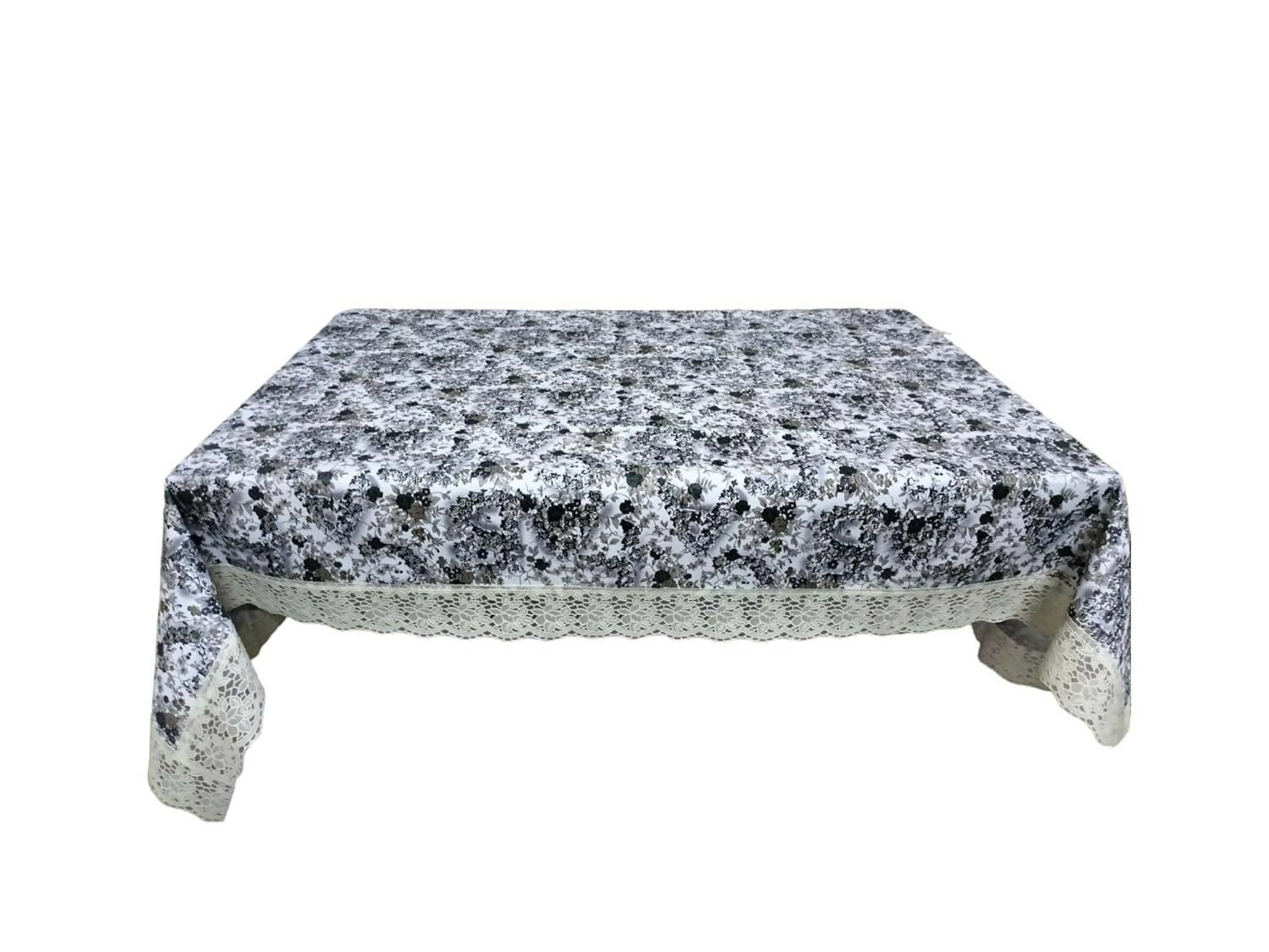 Mopak Decor 3D Printed Table Cover with Lace – Medium (40x60) for 4-Seater & Large (60x90) for 6-Seater – Rectangular Dining and Centre Table Cloth
