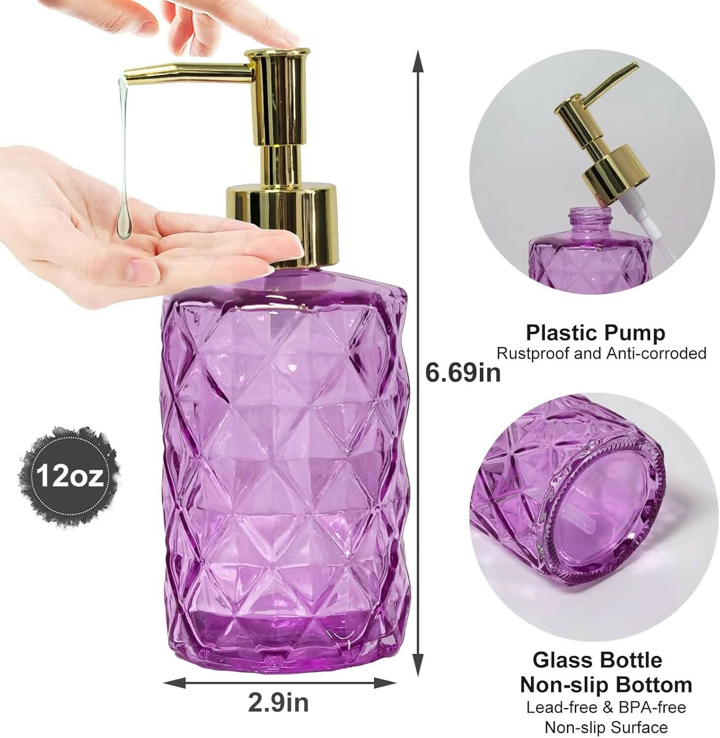 Glass Soap Dispenser with Plastic Pump for Bathroom & Kitchen (500ml)