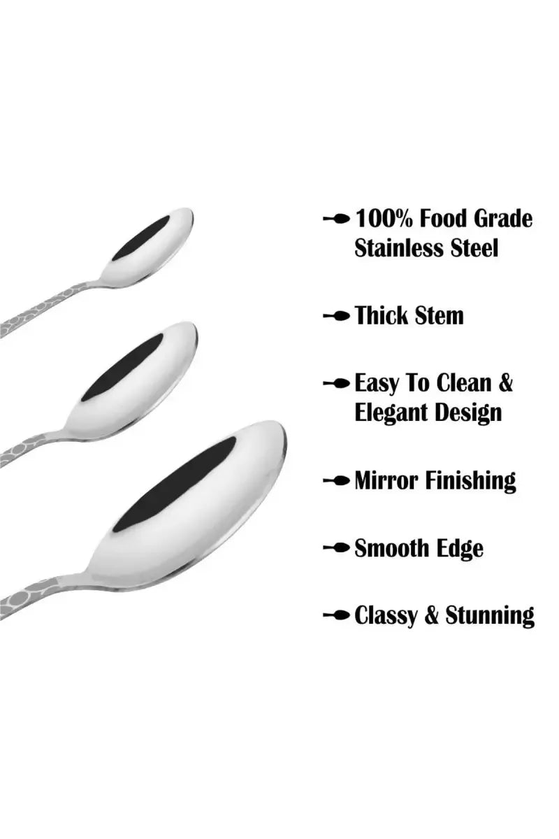 Prabha Stainless Steel Flora Tea Spoon Set - 14cm