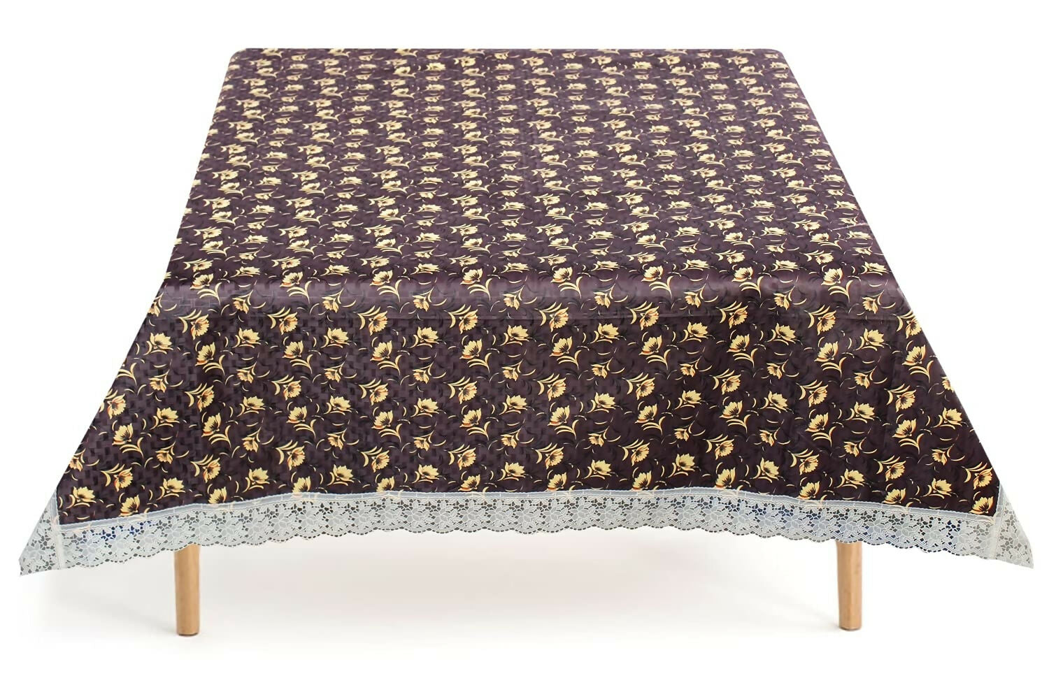 Mopak Decor 3D Table Cover with Lace – Brown Nalni Design