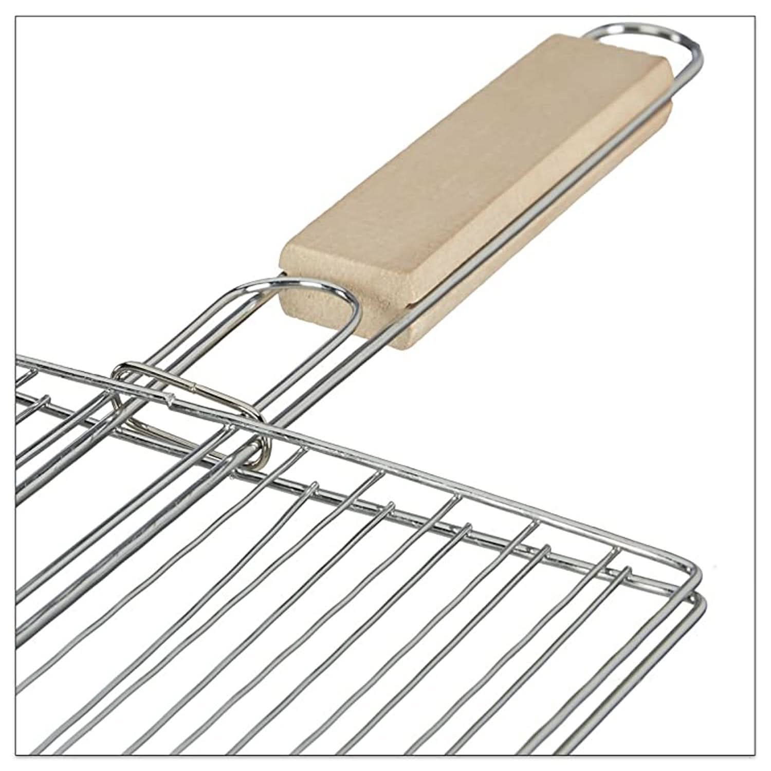 Kitchen Square Roaster Papad Grill Barbecue Grill With Wooden Handle