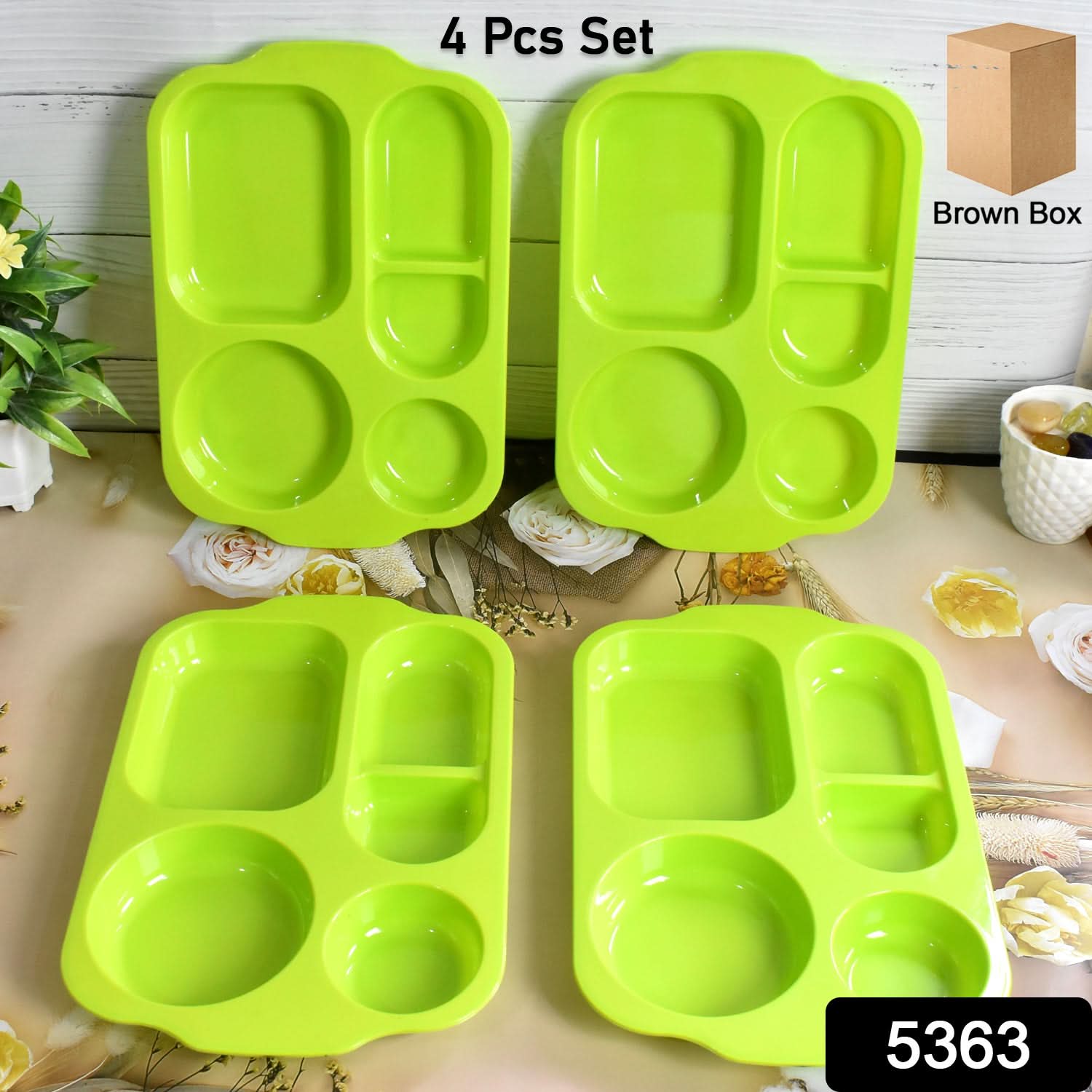 Unbreakable Plastic Food Platesbiodegradable 5 Compartment Square Plate For Food