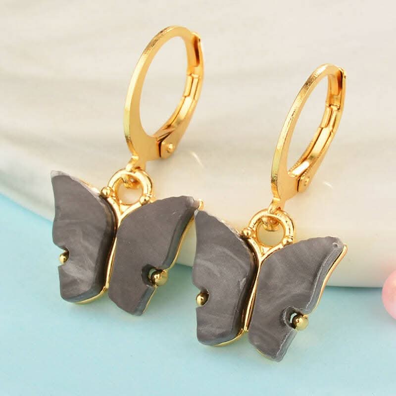 Pinapes elegant butterfly earrings for women and girls (set of 2, yellow and black)