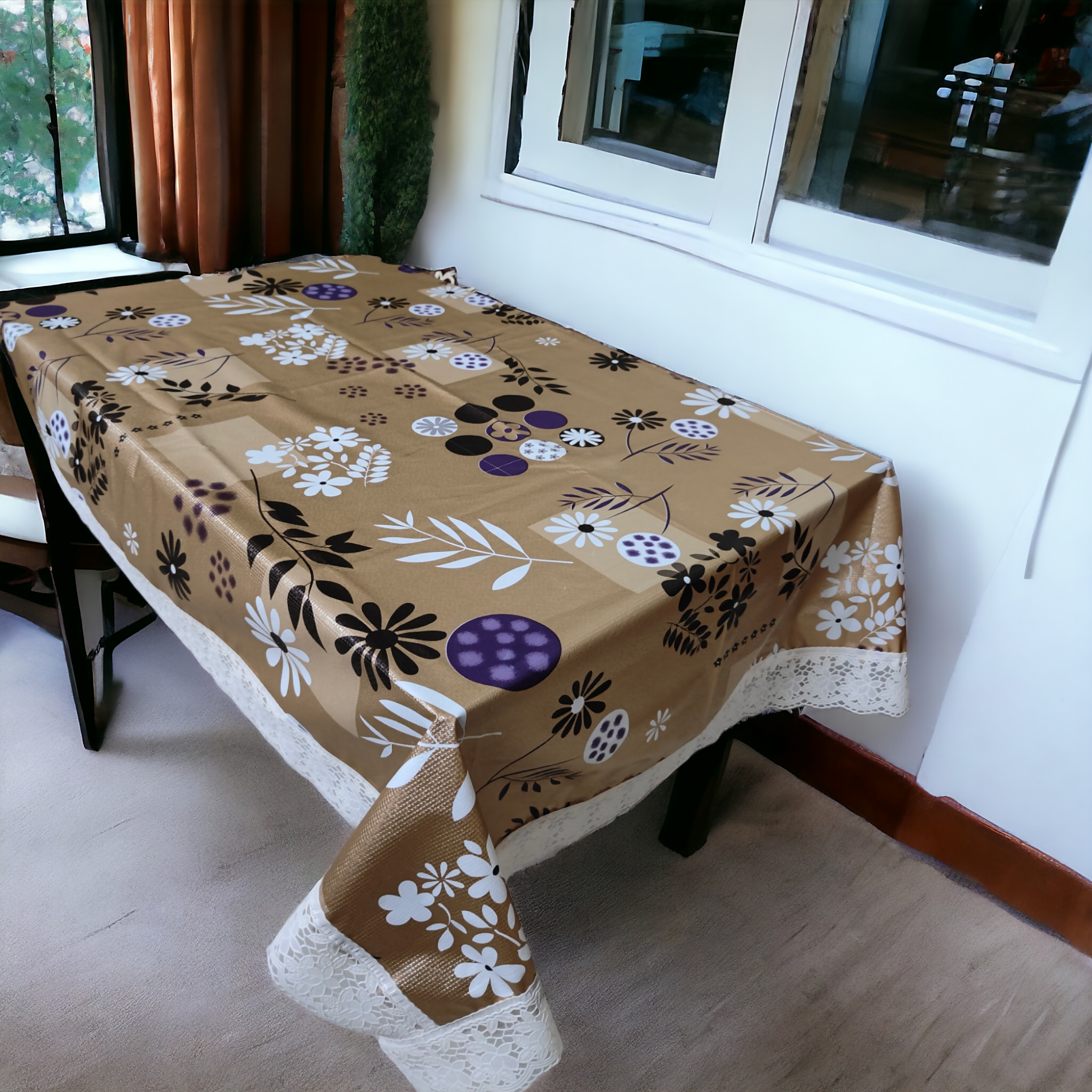Mopak decor Table Cover 3D Medium Size 2 to 4 Seater 40*60 Classic Table Cover Printed Table Cover with Lace Centre Table Cover Rectangular Table Cover Dining table cover