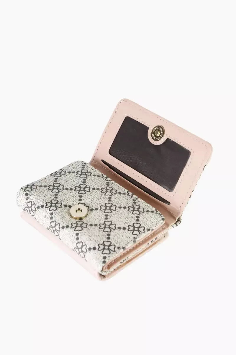 Women's Printed Twist Lock Bi-Fold Wallet - Pink