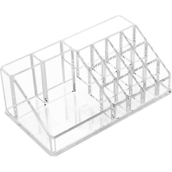 16-Compartment Transparent Makeup Organizer Box