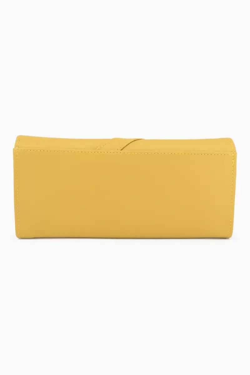 Faux Leather Solid Casual Purse for Women - Yellow