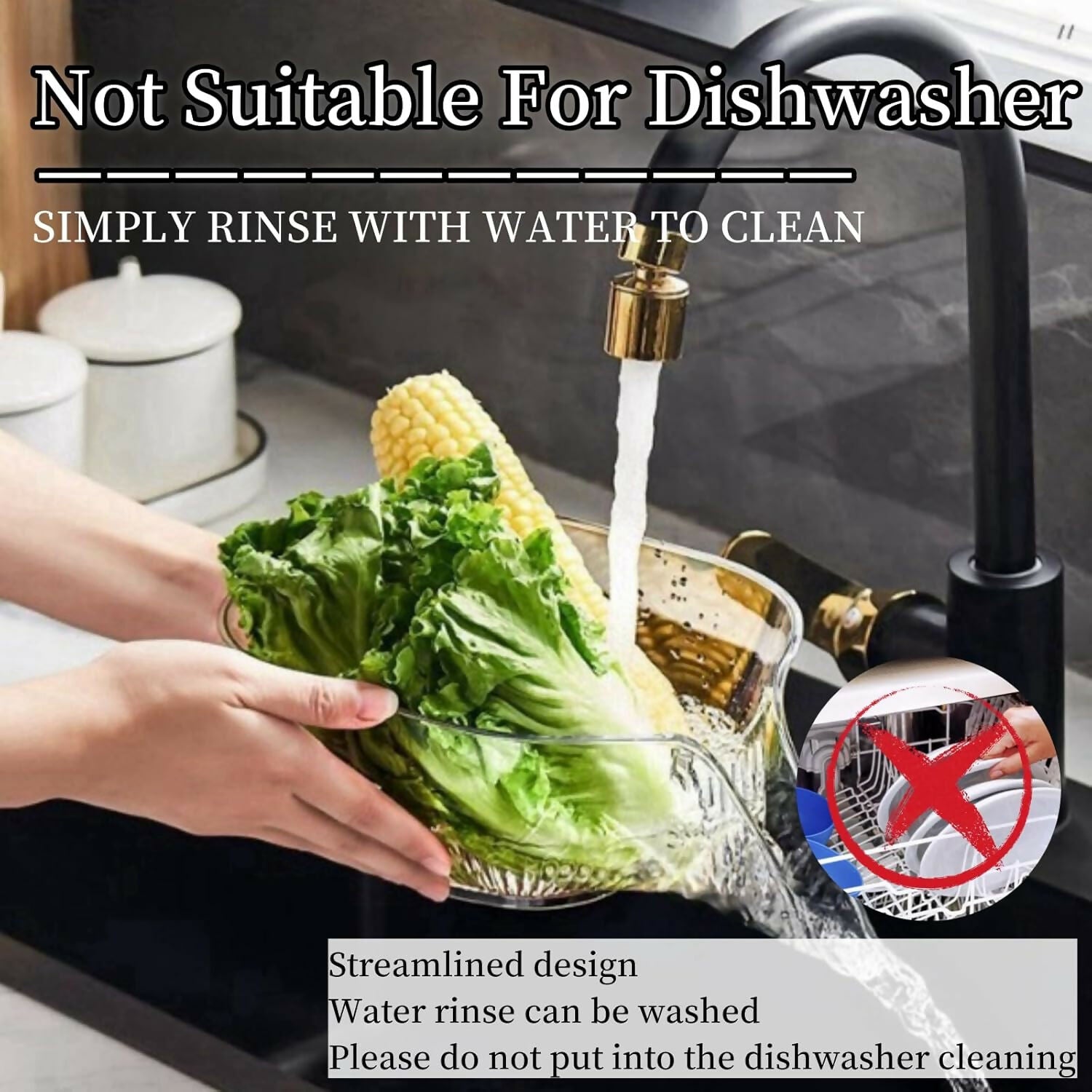 Transparent Multifunctional Drain Basket with Spout – Kitchen Sink Strainer & Funnel for Washing Fruits, Vegetables & More
