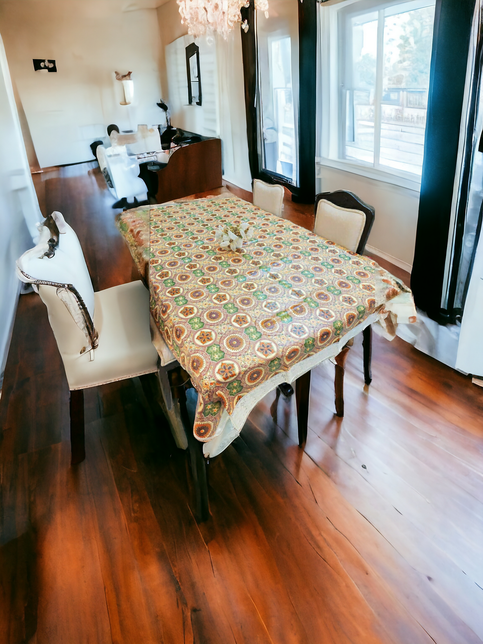 Mopak Decor Table Cover 3D Medium Size 2 to 4 Seater (40*60,Orange) & (60x90,Orange) Classic Table Cover Printed Table Cover with Lace Centre Table Cover Rectangular Table Cover Dining table cover