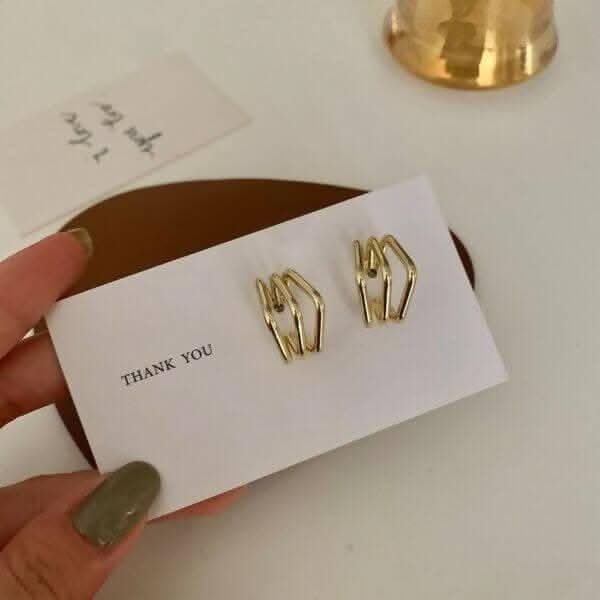 Pinapes Geometric Square Earrings Chic Multilayer Fashion Jewelry for Girls