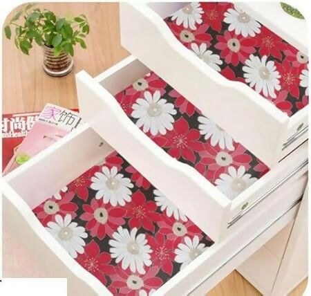 Mopak Decor Shelf Liner used for Wardrobe kitchen cabinet Drawer Slab Roll - (Red)