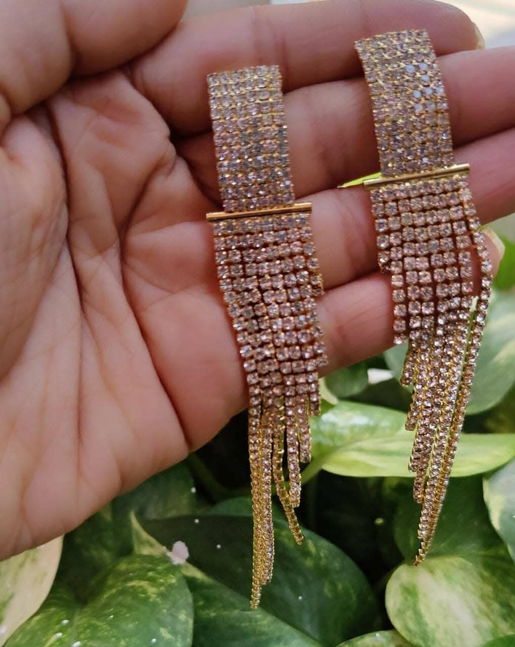 Pinapes Dazzling Golden Brown Crystal Earrings
