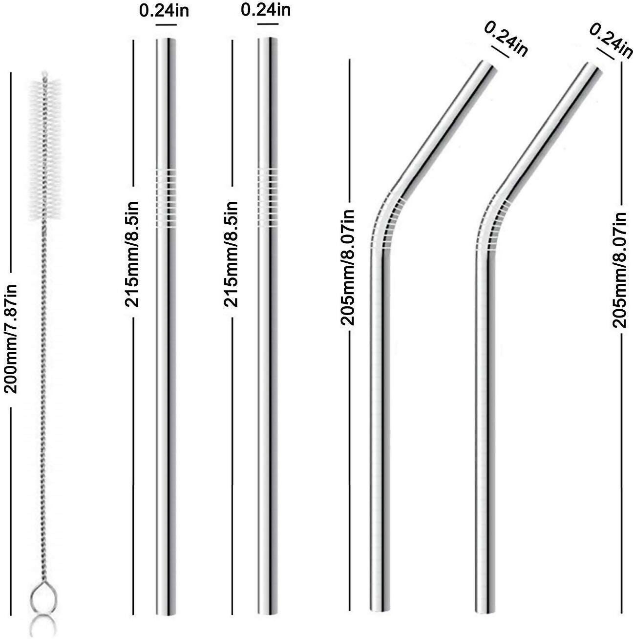 4 Pcs Stainless Steel Juice Drink Straws (Pack of 1)