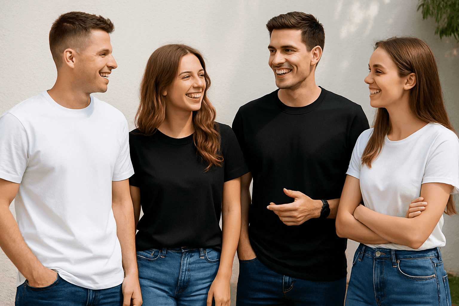Pack of 2 Unisex Plain Round Neck T-shirt's - Black & White - Bachat Club