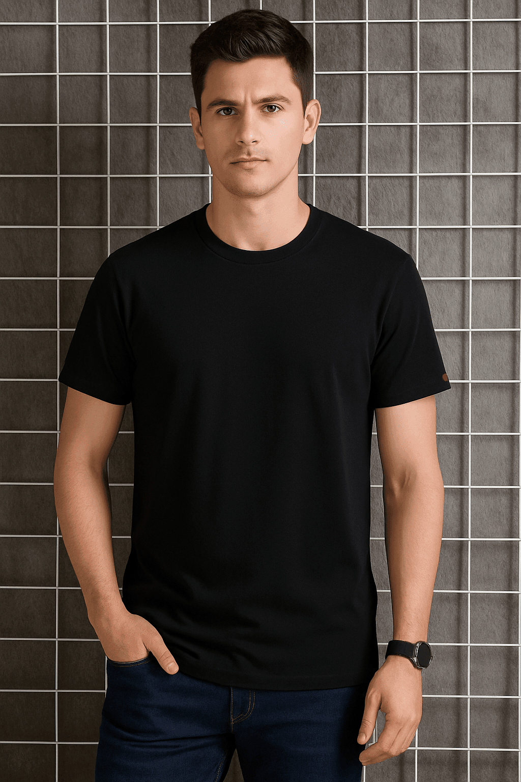 Pack of 2 Unisex Plain Round Neck T-shirt's - Black & White - Bachat Club