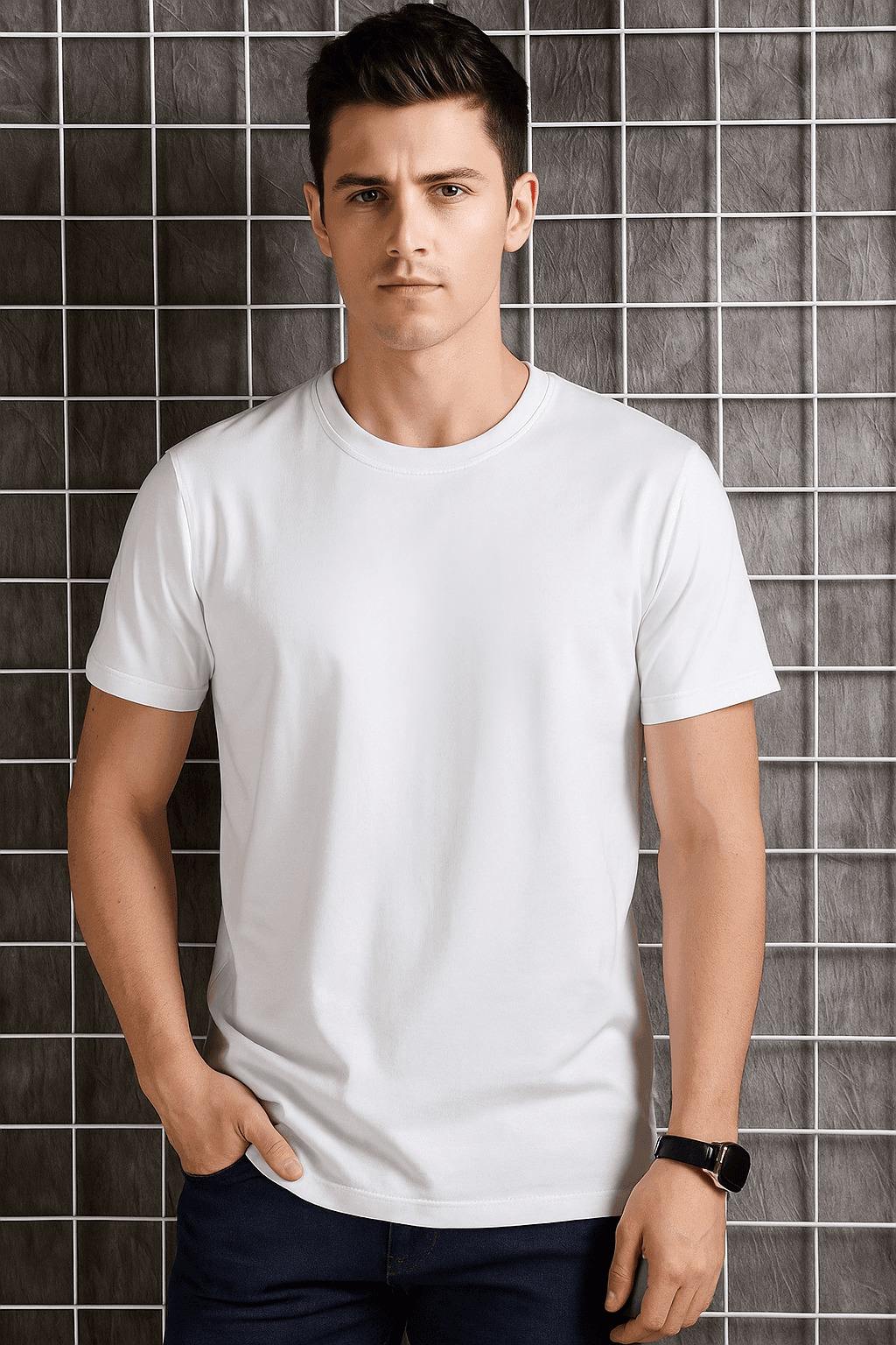 Pack of 2 Unisex Plain Round Neck T-shirt's - Black & White - Bachat Club