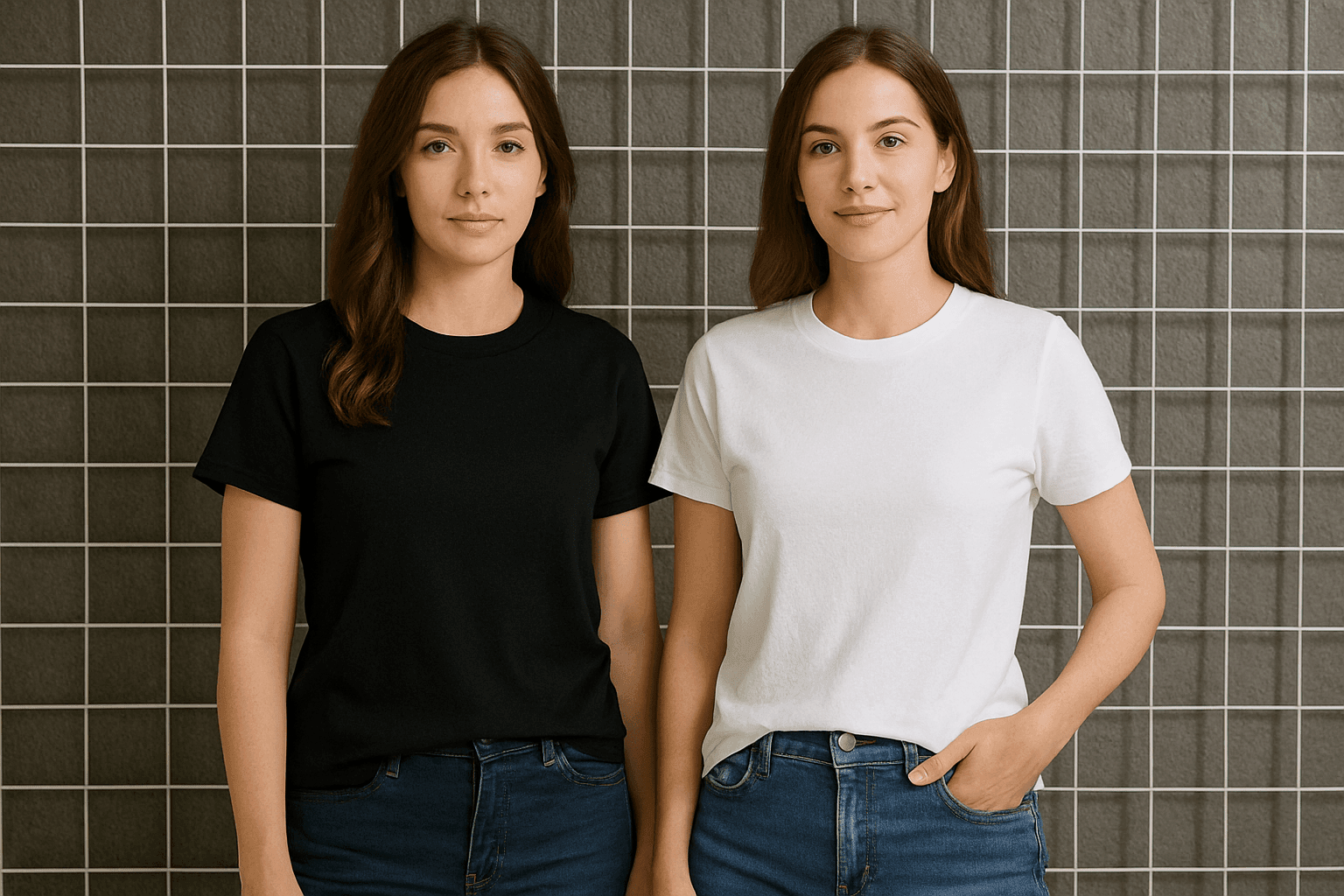 Pack of 2 Unisex Plain Round Neck T-shirt's - Black & White - Bachat Club