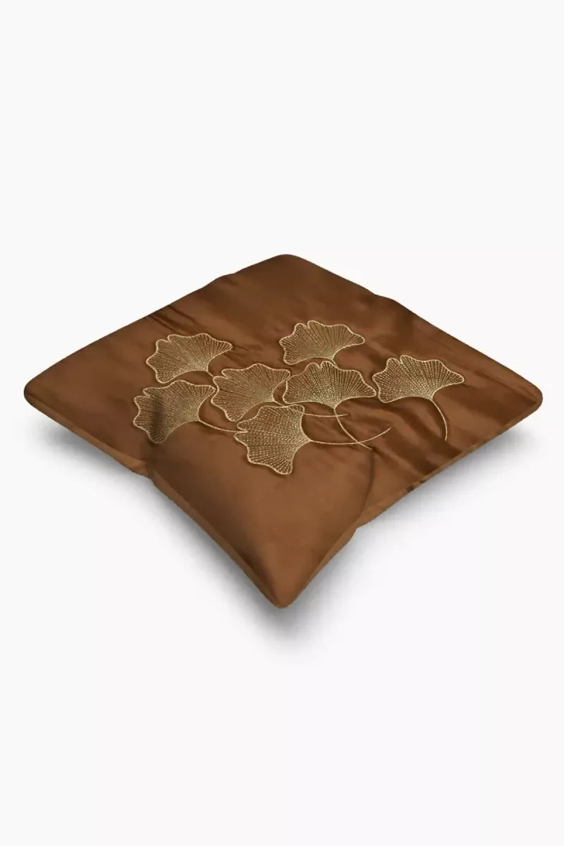 Polyester Floral Printed Cushion Cover - 1 Pc (Coffee color)