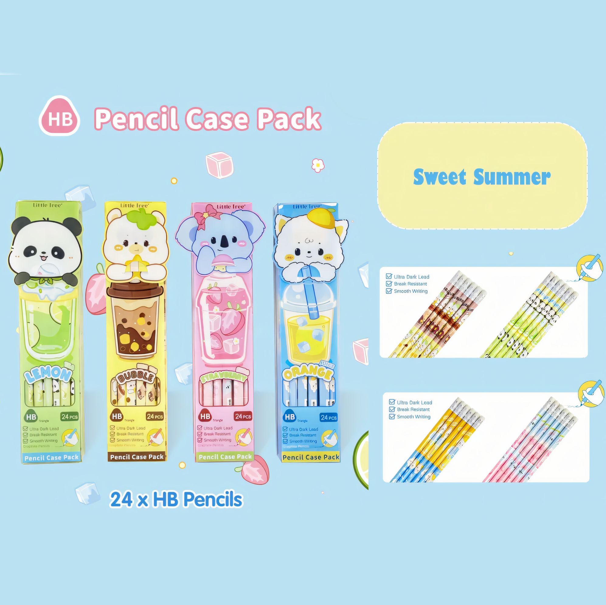 Animal-Themed HB Triangle Pencils – 24 Pencil Pack!