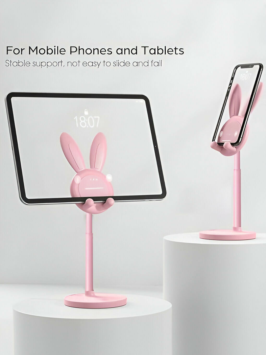 Rabbit Bunny Adjustable Mobile Stand for Table – Universal Phone & Tablet Holder for Desk, Streaming & Video Calls (Random Color, 1 Piece)
